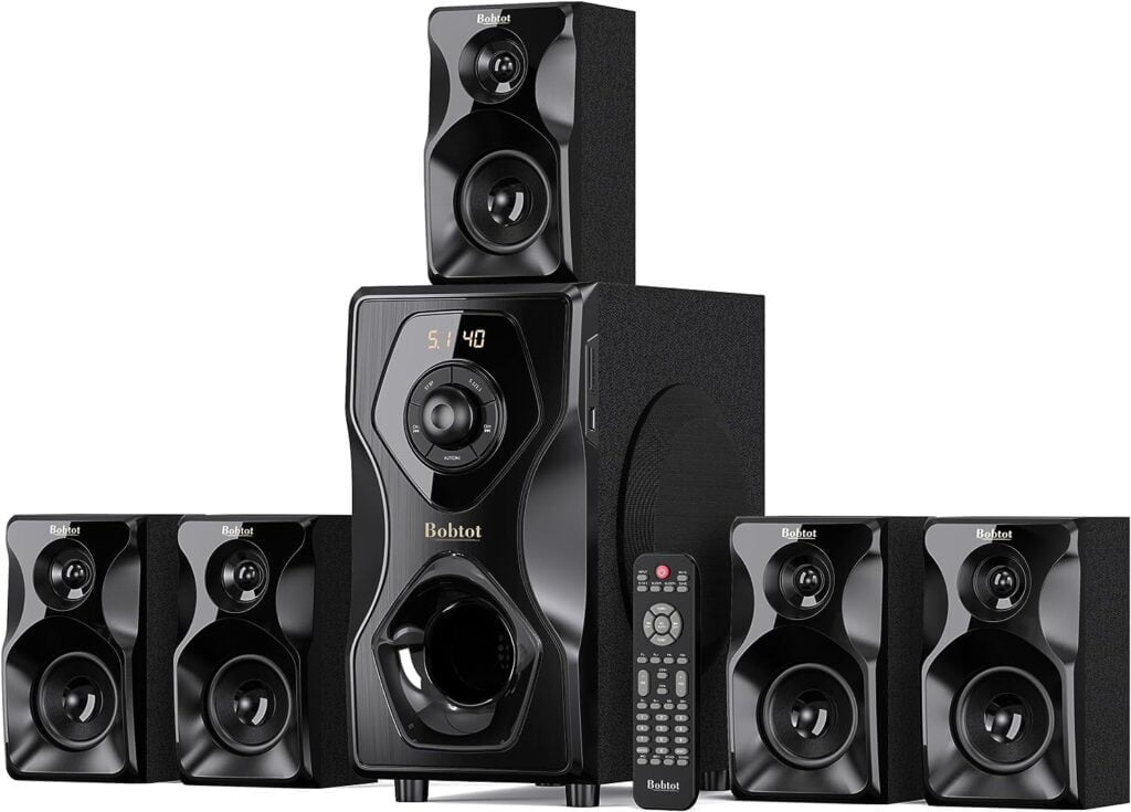 Bobtot Surround Sound Speakers Home Theater Systems - 700 Watts Peak Power 5.1/2.1 Stereo Bluetooth Speaker System 5.25 Subwoofer Strong Bass with HDMI ARC Optical Input